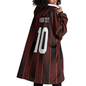 Custom Afro-Trinbago Cricket Knight Riders Wearable Blanket Hoodie Palm Leaves Stripes Style - African Pride