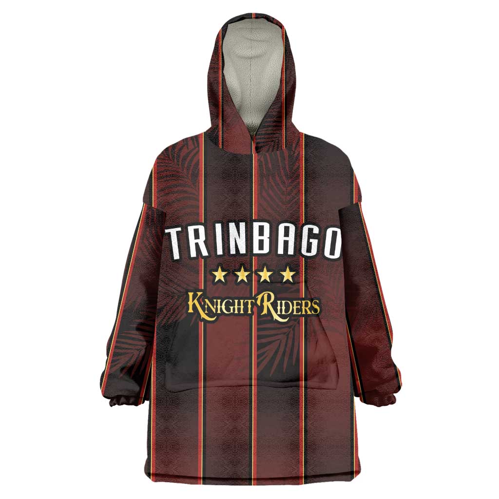 Custom Afro-Trinbago Cricket Knight Riders Wearable Blanket Hoodie Palm Leaves Stripes Style - African Pride