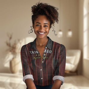 Custom Afro-Trinbago Cricket Knight Riders Women Casual Shirt Palm Leaves Stripes Style - African Pride