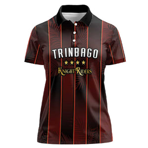 Custom Afro-Trinbago Cricket Knight Riders Women Polo Shirt Palm Leaves Stripes Style - African Pride