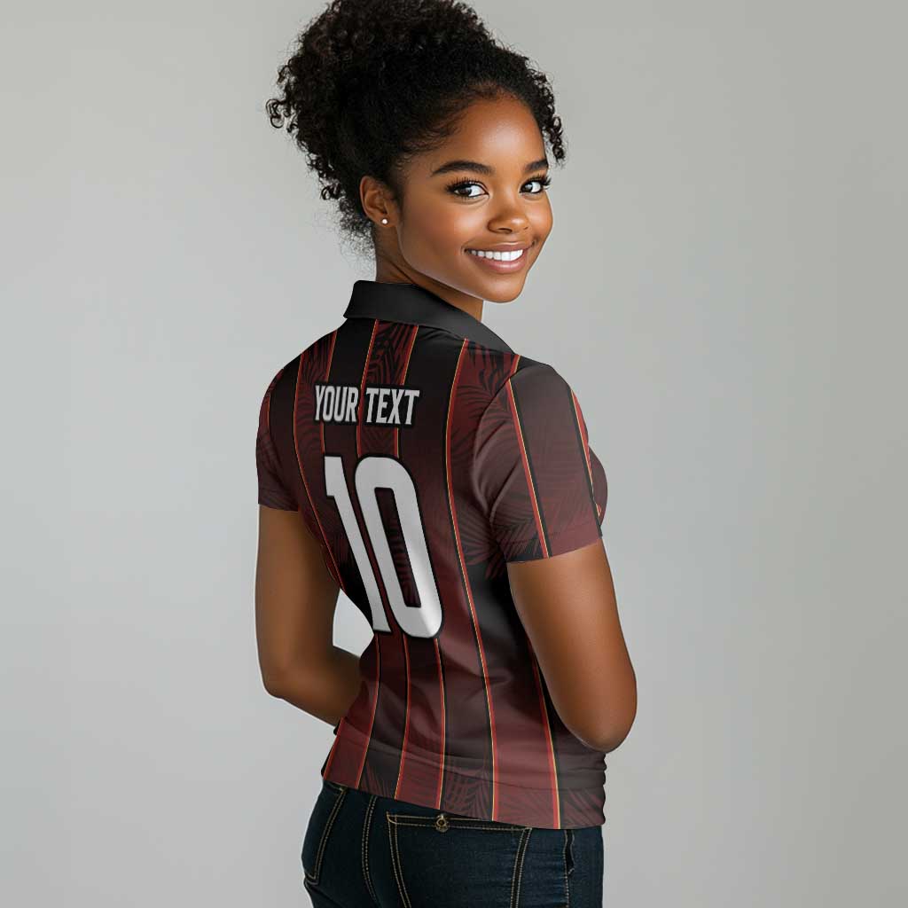 Custom Afro-Trinbago Cricket Knight Riders Women Polo Shirt Palm Leaves Stripes Style - African Pride