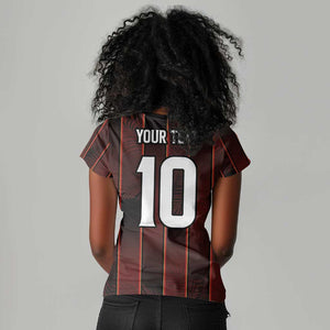 Custom Afro-Trinbago Cricket Knight Riders Women V-Neck T-Shirt Palm Leaves Stripes Style - African Pride