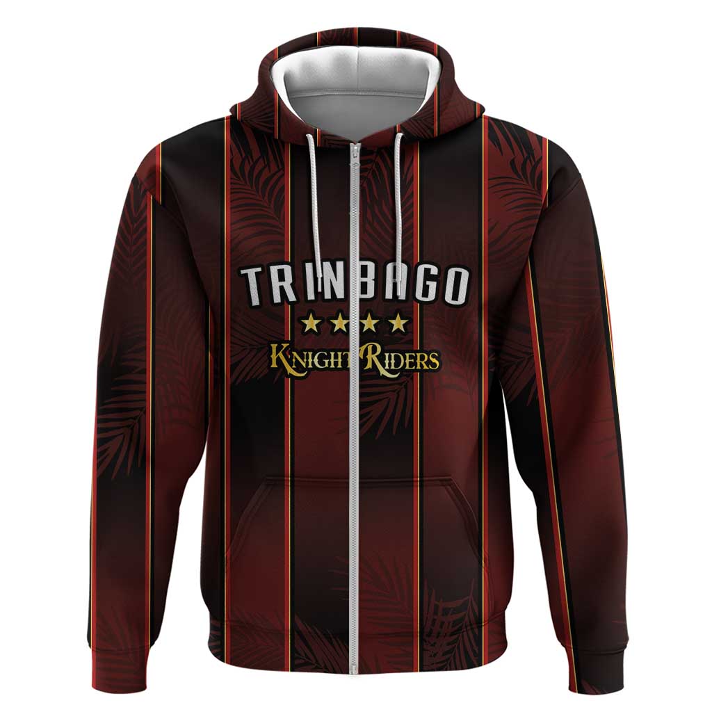 Custom Afro-Trinbago Cricket Knight Riders Zip Hoodie Palm Leaves Stripes Style - African Pride
