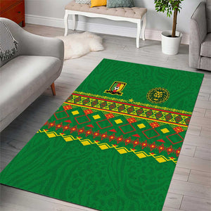 Cameroon Football Area Rug Tribal Motifs Green Color - African Pride