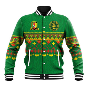 Custom Cameroon Football Baseball Jacket Tribal Motifs Green Color - African Pride