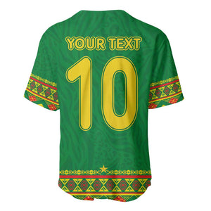 Custom Cameroon Football Baseball Jersey Tribal Motifs Green Color - African Pride