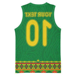 Custom Cameroon Football Basketball Jersey Tribal Motifs Green Color - African Pride