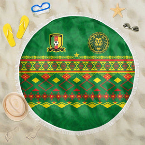 Cameroon Football Beach Blanket Tribal Motifs Green Color - African Pride