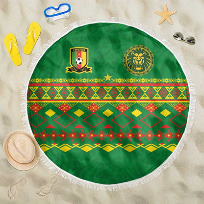 Cameroon Football Beach Blanket Tribal Motifs Green Color - African Pride