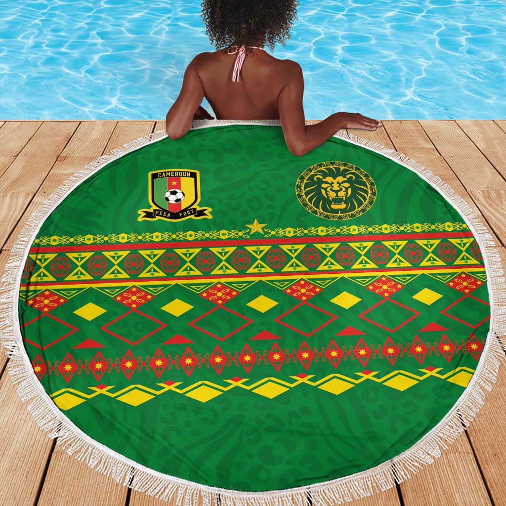 Cameroon Football Beach Blanket Tribal Motifs Green Color - African Pride