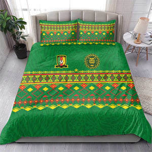 Cameroon Football Bedding Set Tribal Motifs Green Color - African Pride