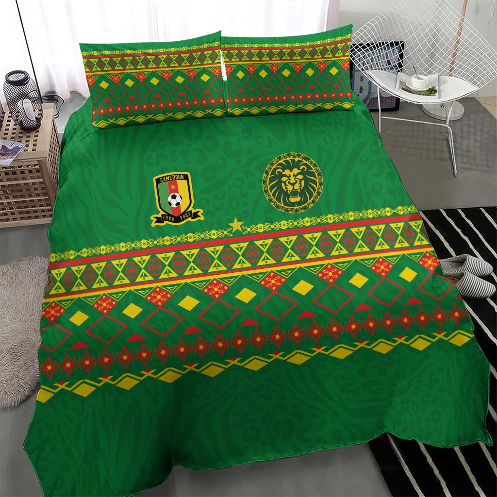 Cameroon Football Bedding Set Tribal Motifs Green Color - African Pride