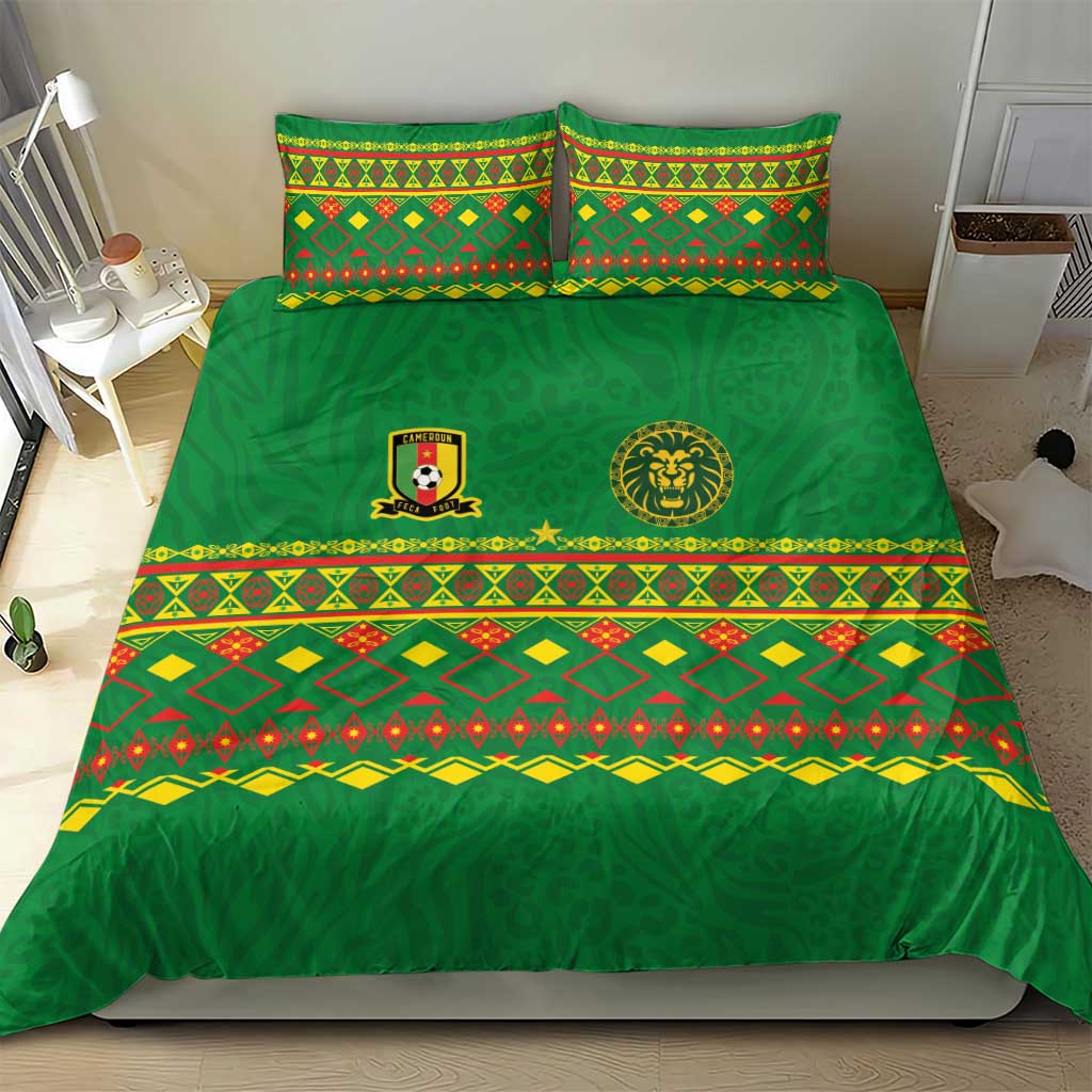 Cameroon Football Bedding Set Tribal Motifs Green Color - African Pride