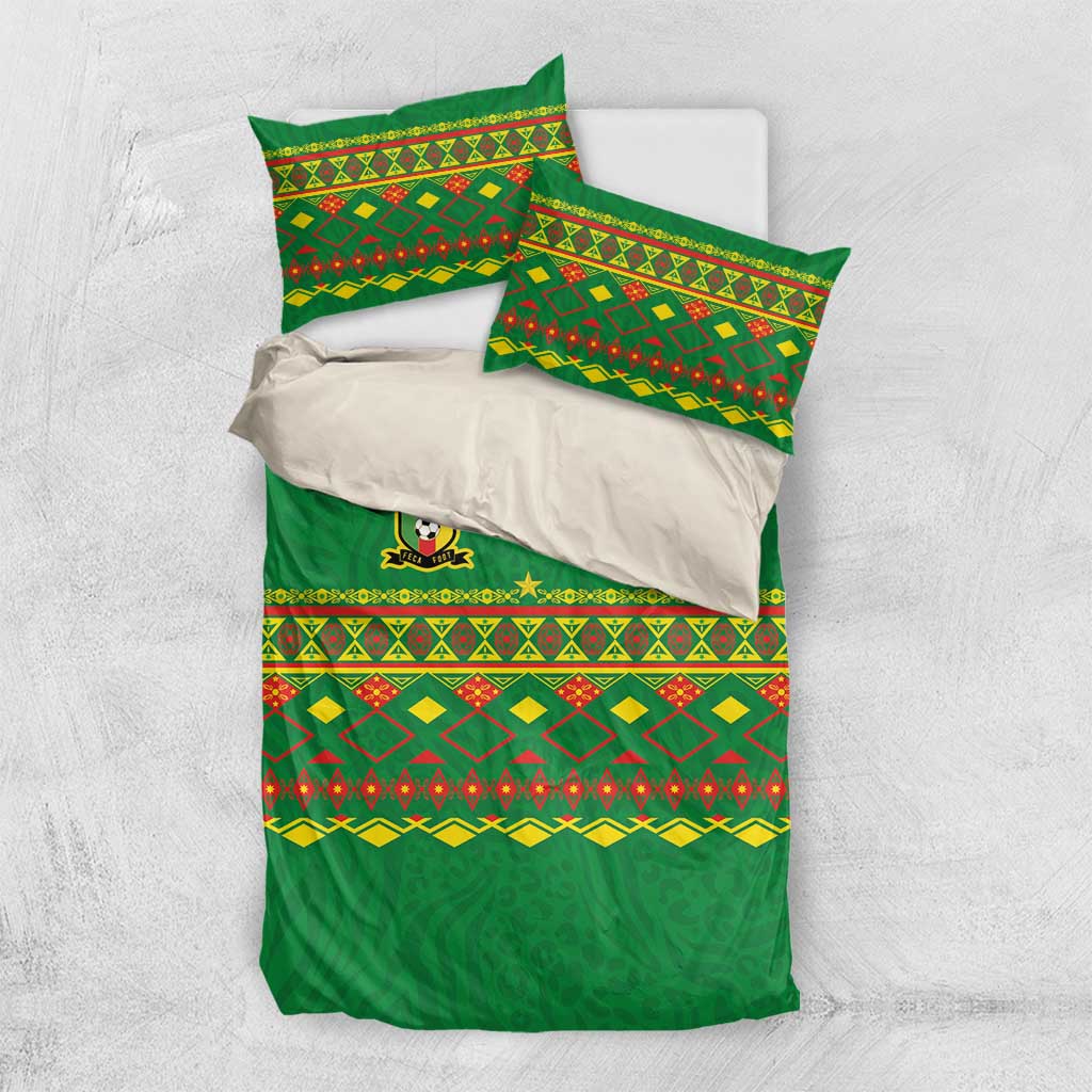 Cameroon Football Bedding Set Tribal Motifs Green Color - African Pride