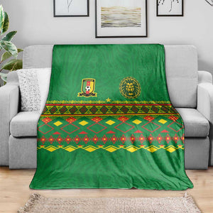 Cameroon Football Blanket Tribal Motifs Green Color - African Pride