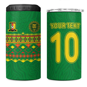 Custom Cameroon Football 4 in 1 Can Cooler Tumbler Tribal Motifs Green Color - African Pride