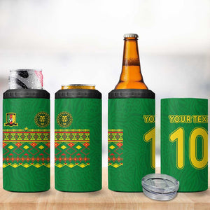 Custom Cameroon Football 4 in 1 Can Cooler Tumbler Tribal Motifs Green Color - African Pride