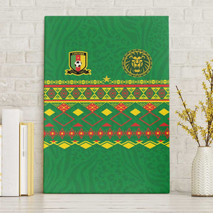 Cameroon Football Canvas Wall Art Tribal Motifs Green Color - African Pride