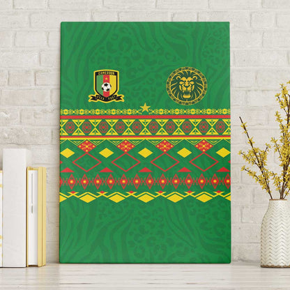 Cameroon Football Canvas Wall Art Tribal Motifs Green Color - African Pride