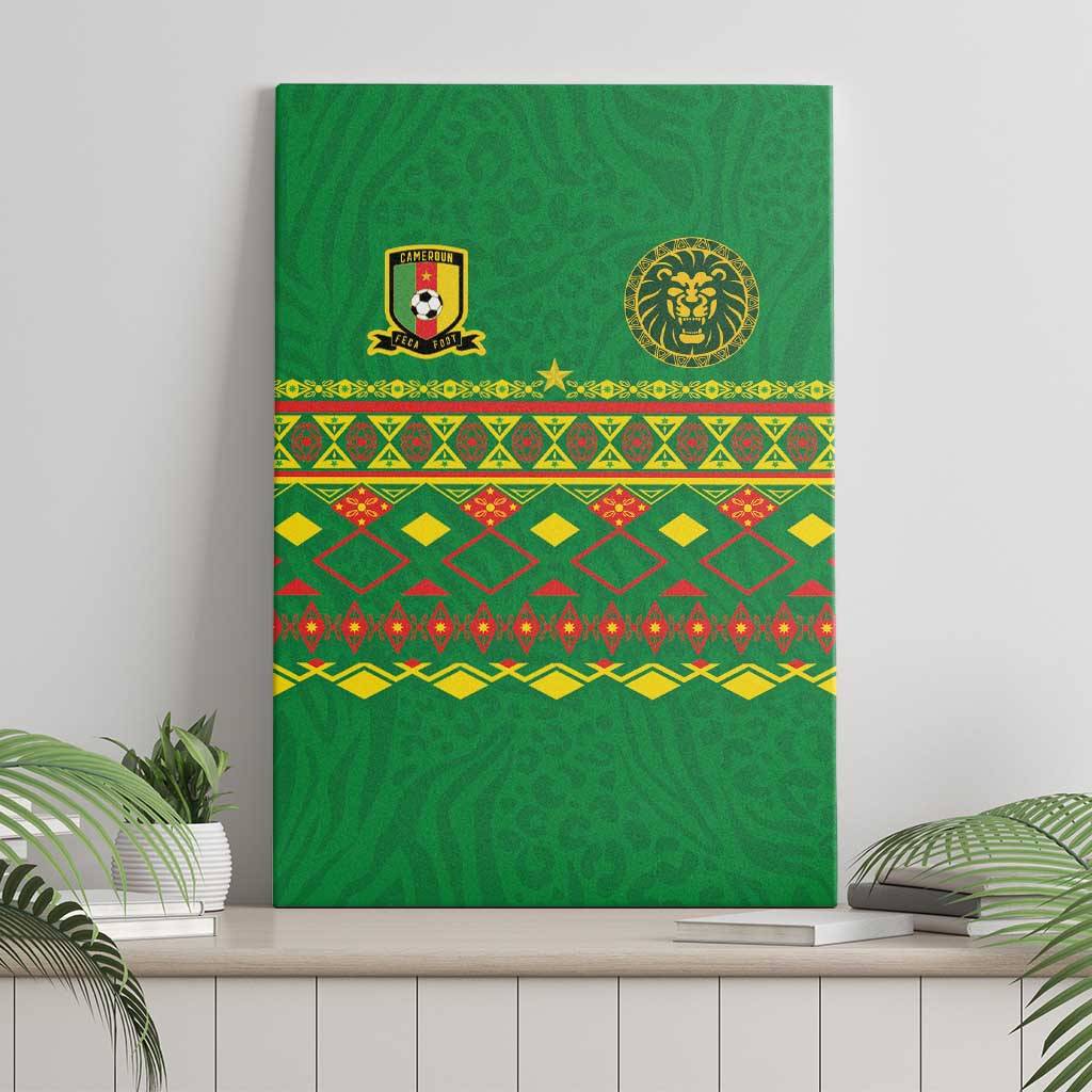 Cameroon Football Canvas Wall Art Tribal Motifs Green Color - African Pride