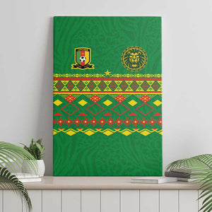 Cameroon Football Canvas Wall Art Tribal Motifs Green Color - African Pride