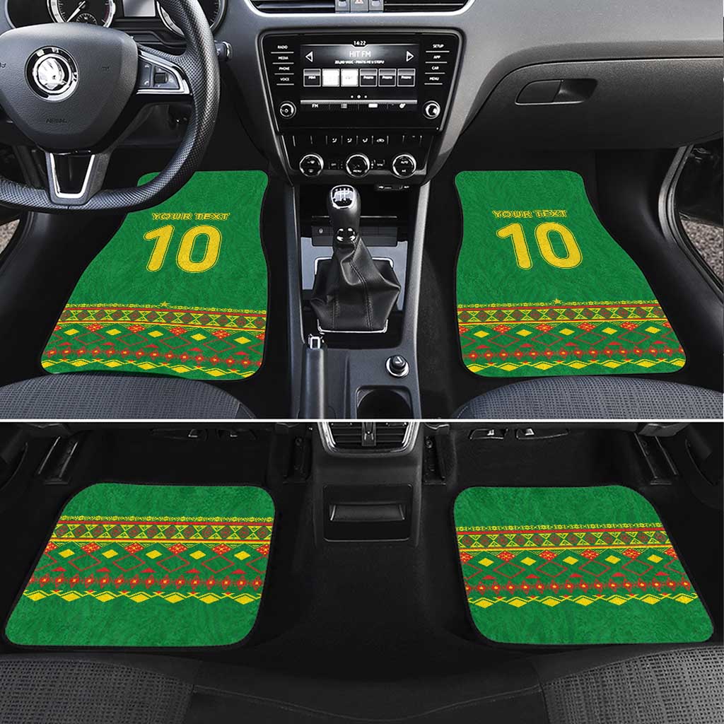 Custom Cameroon Football Car Mats Tribal Motifs Green Color - African Pride