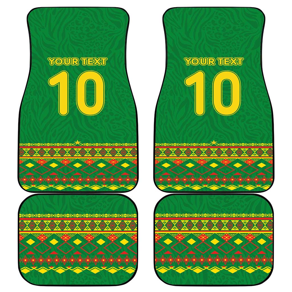 Custom Cameroon Football Car Mats Tribal Motifs Green Color - African Pride