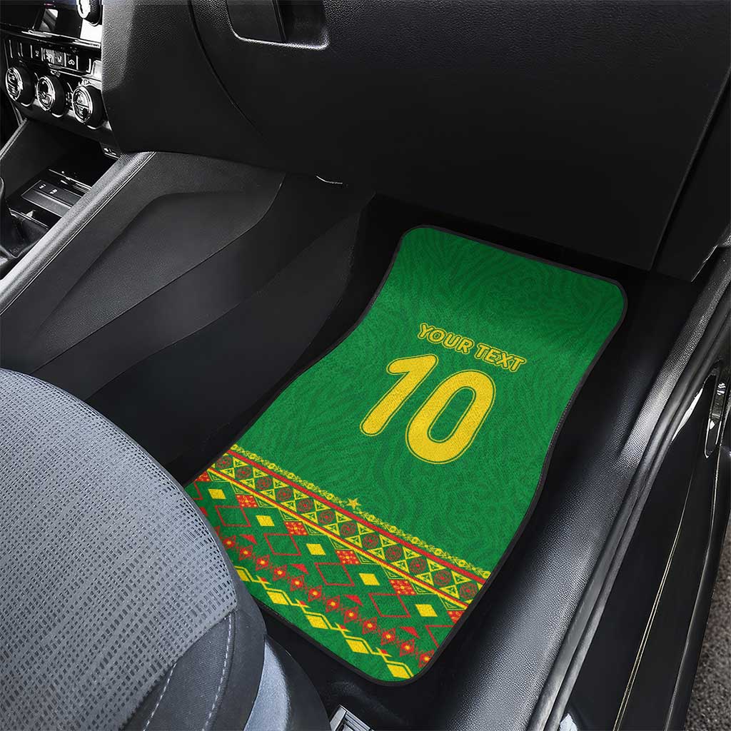 Custom Cameroon Football Car Mats Tribal Motifs Green Color - African Pride