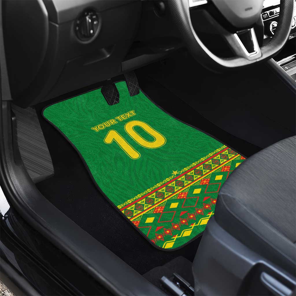 Custom Cameroon Football Car Mats Tribal Motifs Green Color - African Pride