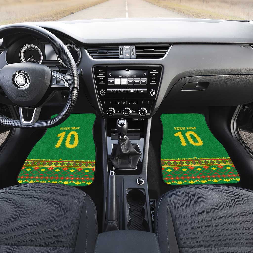 Custom Cameroon Football Car Mats Tribal Motifs Green Color - African Pride