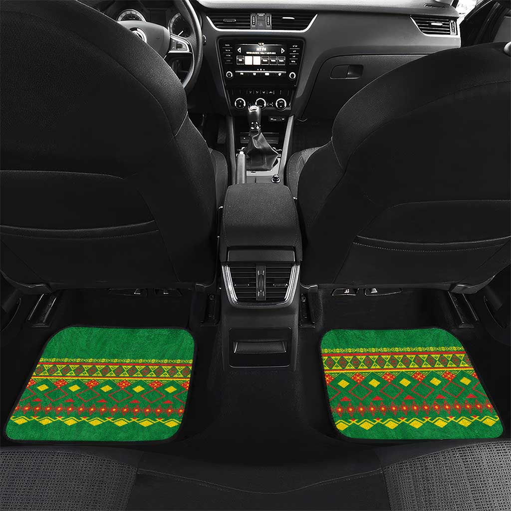 Custom Cameroon Football Car Mats Tribal Motifs Green Color - African Pride