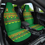 Cameroon Football Car Seat Cover Tribal Motifs Green Color - African Pride