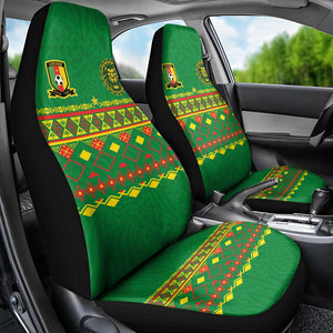 Cameroon Football Car Seat Cover Tribal Motifs Green Color - African Pride