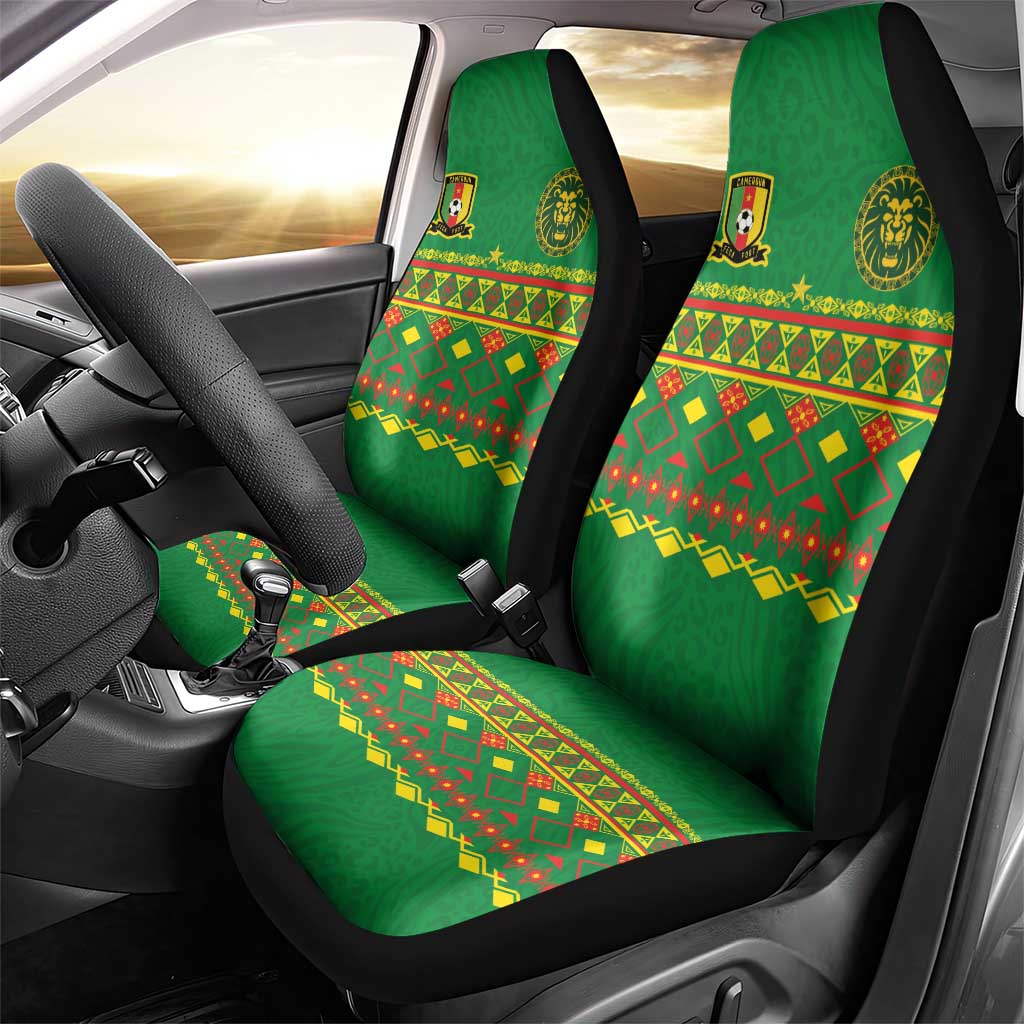 Cameroon Football Car Seat Cover Tribal Motifs Green Color - African Pride