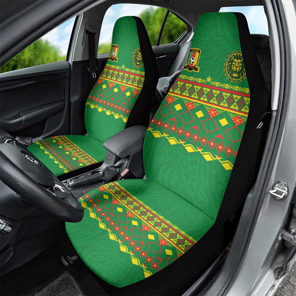 Cameroon Football Car Seat Cover Tribal Motifs Green Color - African Pride
