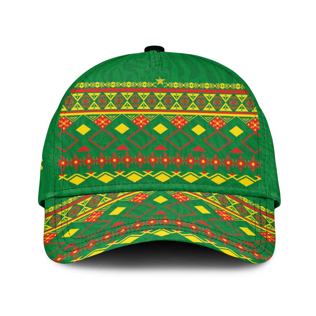 Cameroon Football Classic Cap Tribal Motifs Green Color - African Pride