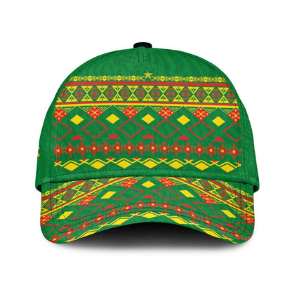 Cameroon Football Classic Cap Tribal Motifs Green Color - African Pride