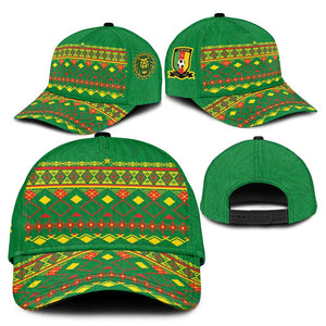 Cameroon Football Classic Cap Tribal Motifs Green Color - African Pride