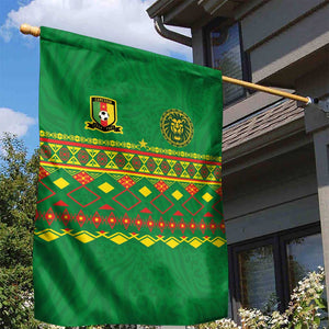 Cameroon Football Garden Flag Tribal Motifs Green Color - African Pride
