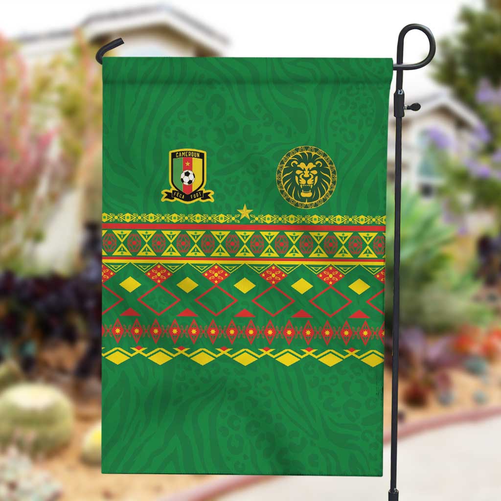 Cameroon Football Garden Flag Tribal Motifs Green Color - African Pride