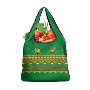 Cameroon Football Grocery Bag Tribal Motifs Green Color - African Pride