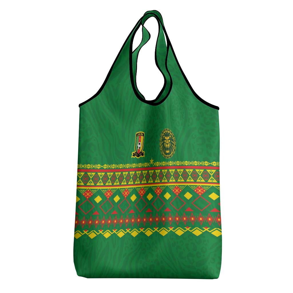 Cameroon Football Grocery Bag Tribal Motifs Green Color - African Pride