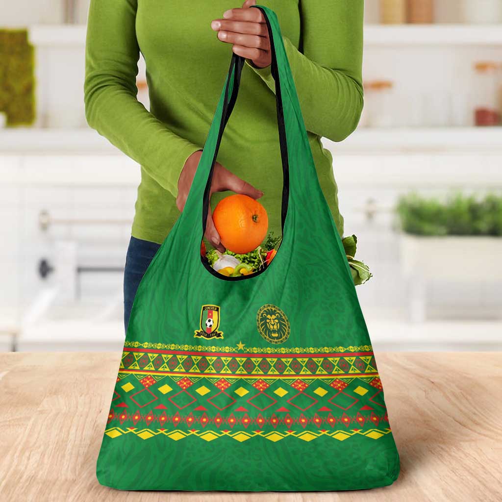 Cameroon Football Grocery Bag Tribal Motifs Green Color - African Pride