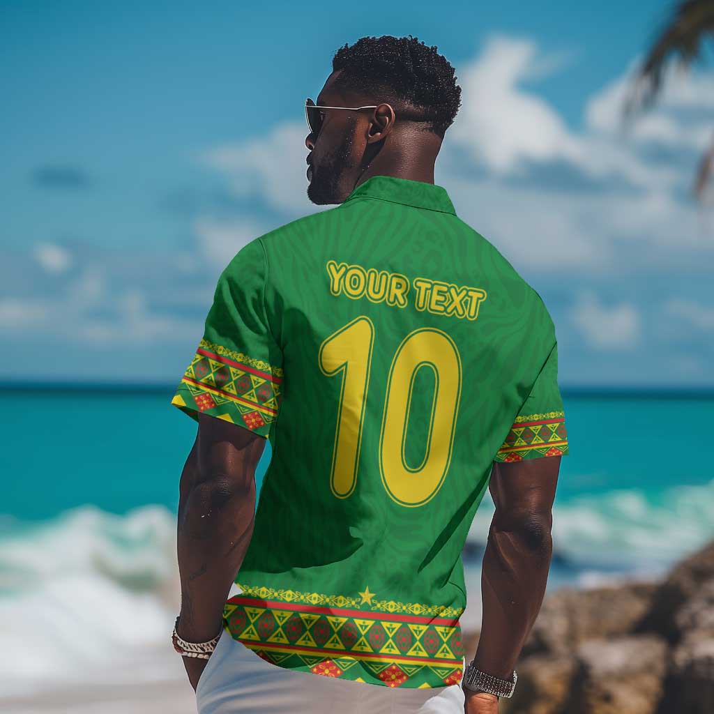 Custom Cameroon Football Hawaiian Shirt Tribal Motifs Green Color - African Pride
