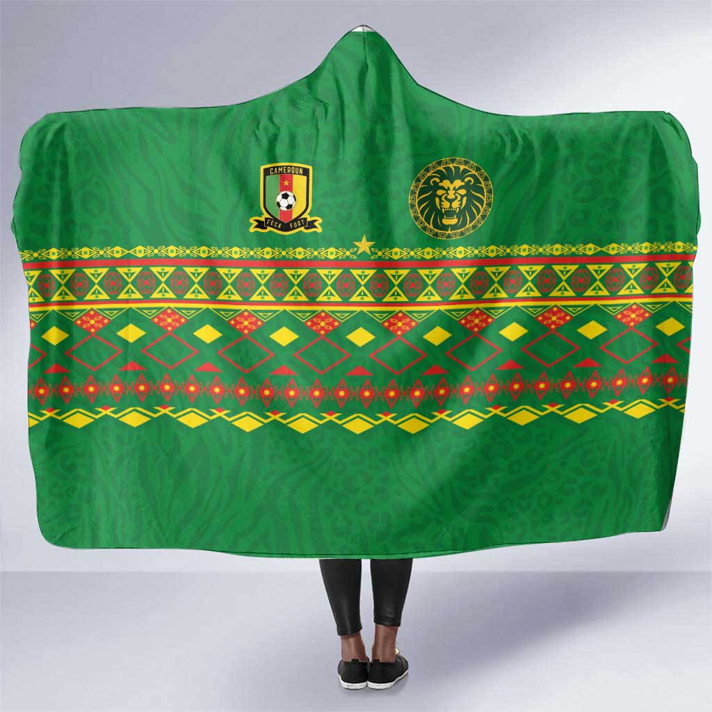 Cameroon Football Hooded Blanket Tribal Motifs Green Color - African Pride