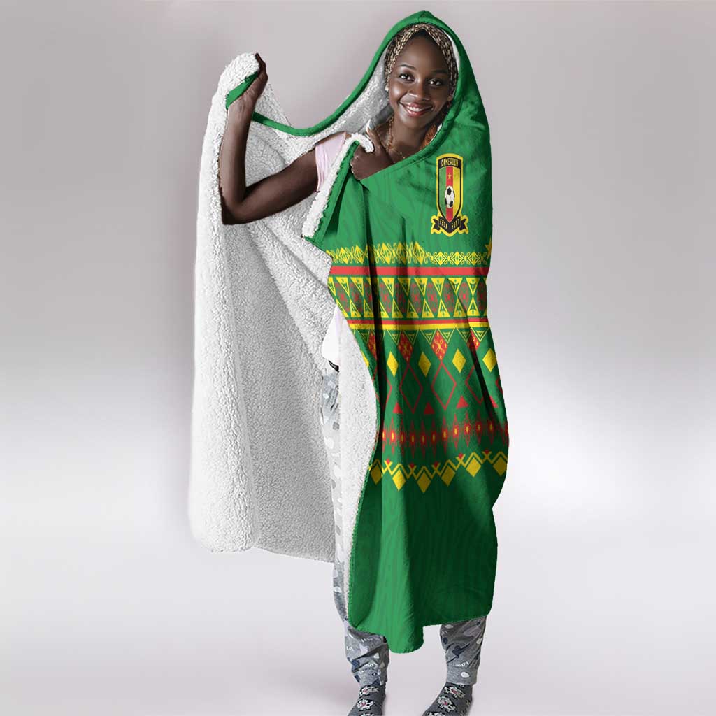 Cameroon Football Hooded Blanket Tribal Motifs Green Color - African Pride