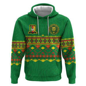 Custom Cameroon Football Hoodie Tribal Motifs Green Color - African Pride