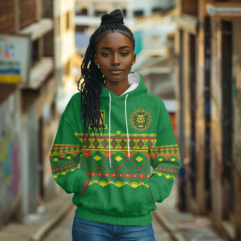 Custom Cameroon Football Hoodie Tribal Motifs Green Color - African Pride