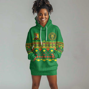 Custom Cameroon Football Hoodie Dress Tribal Motifs Green Color - African Pride