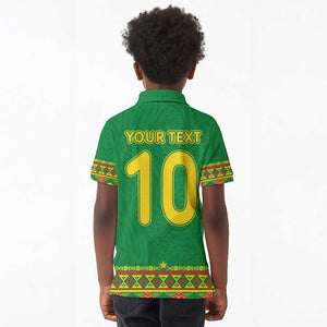 Custom Cameroon Football Kid Polo Shirt Tribal Motifs Green Color - African Pride